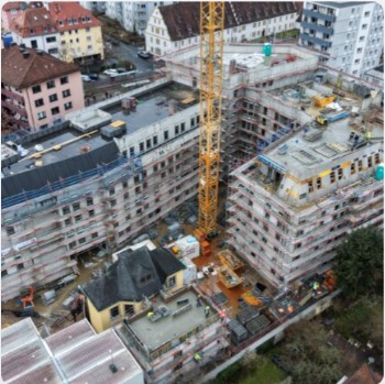 Baustelle des Sander-Eck aus der Luft